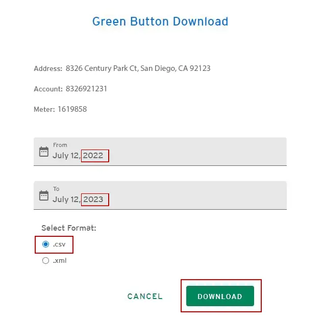 Green Button Data Date Range